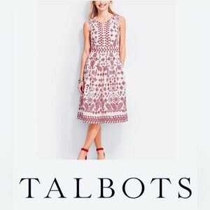 Talbots Dress Bandana Paisley Print Fit & Flare Sleeveless Pleated Cottage 22 W